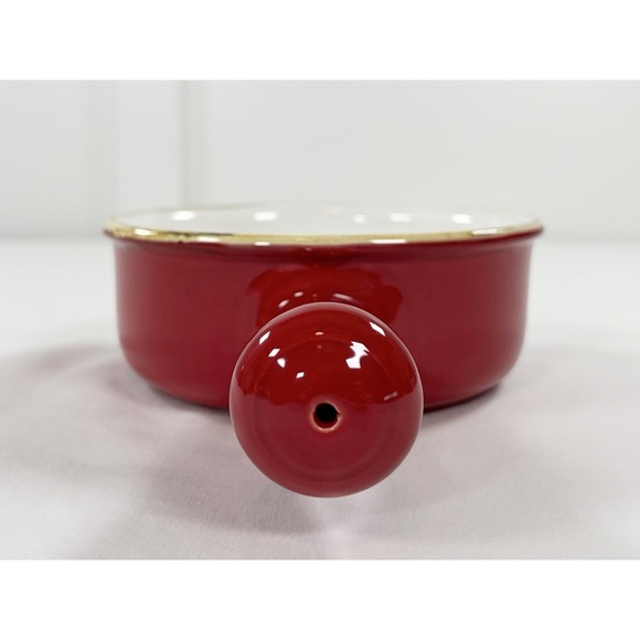 Sur La Table Red Stoneware Handled Soup Bowl Casserole Fondue Pot Oven Safe - Picture 6 of 9